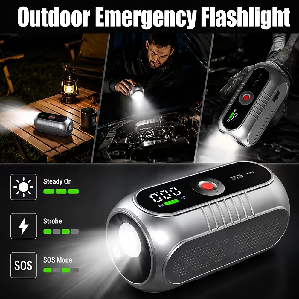 5-in-1/10IN1 Portable Car Battery Jump Starter With Tire Inflator 12V Fast Start, Battery Boost, USB I/O, LED Emergency Light, Reliable Power - product image 6