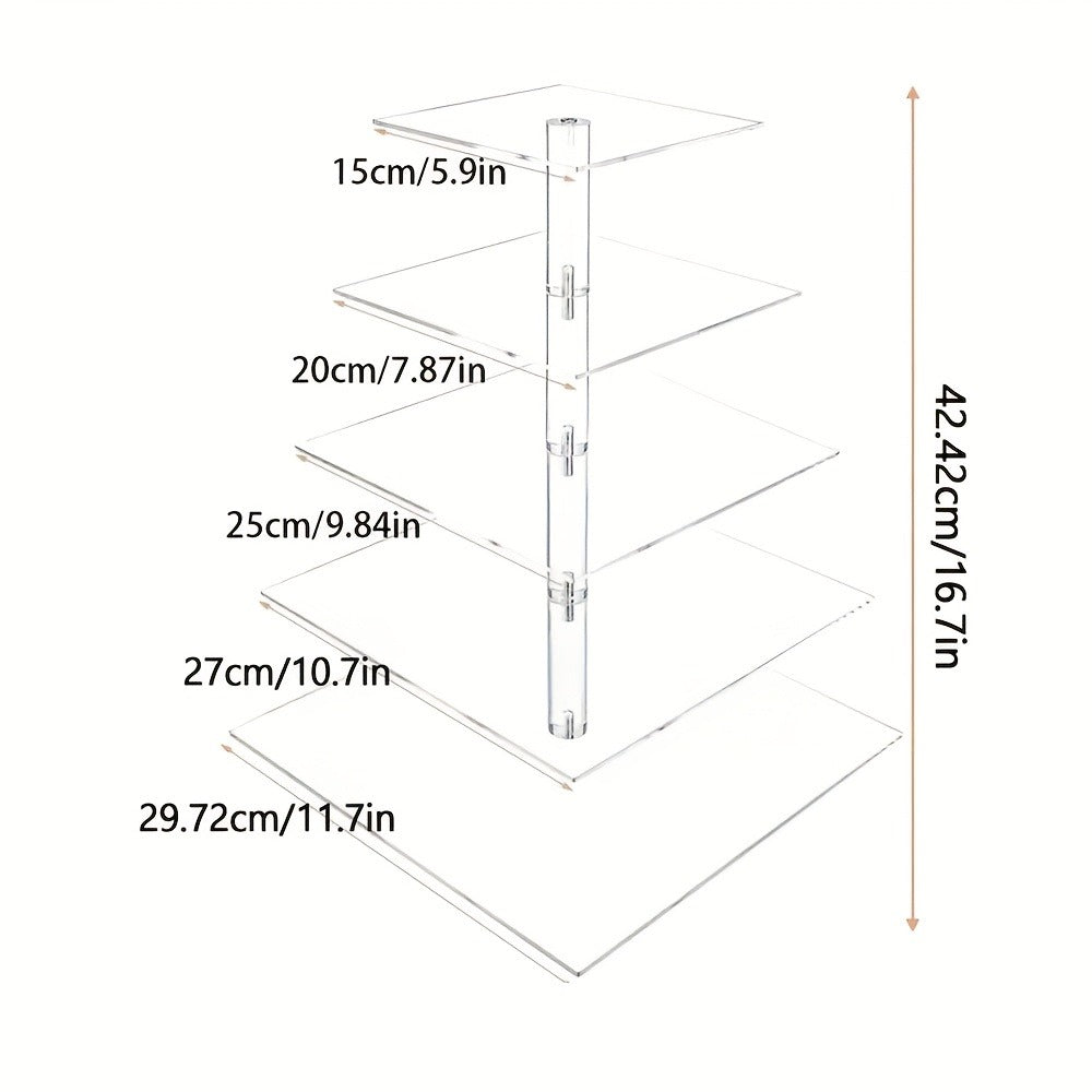5-Tier Acrylic Cupcake Stand with LED String Lights – Square Dessert Display Tower for 60 Cupcakes Birthday Wedding Baby Shower Tea Party Elegant Transparent Cake Display Rack Easy - product image 4