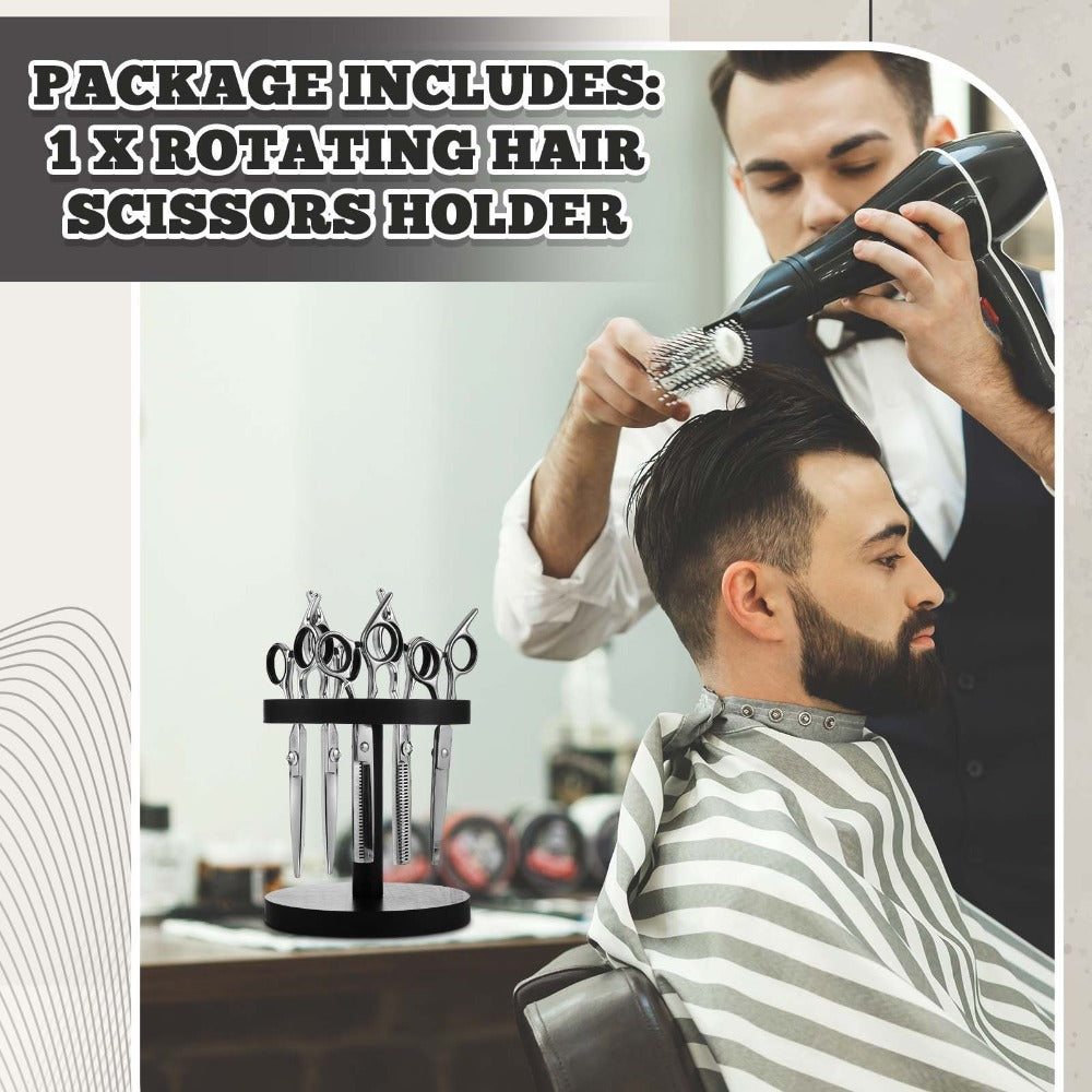 Scissor Holder Rotating 360 Degree Wooden Barber Shears Stand Organizer 10 Holes 0.71 Inch for Salon Hair Stylist Barbershop Grooming Tool Storage Countertop Display - product image 6