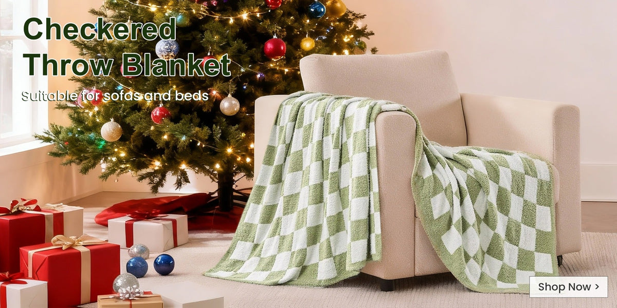 Jacquard Knit Checkered Blanket – Soft Cozy Fluffy Plaid Throw for Couch, Bed & Sofa, All Seasons, 4 Colors, Throw to King Size - product image 12
