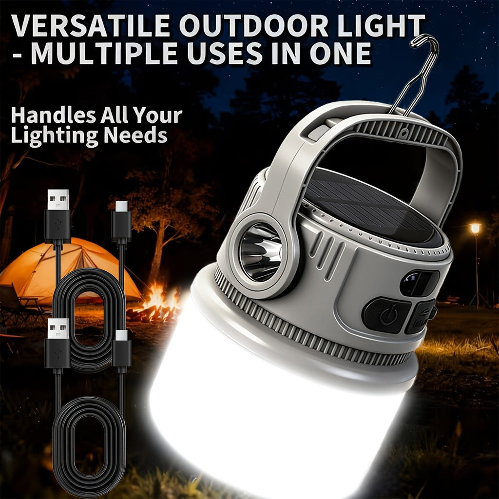 6 Modes, USB-C Rechargeable, 300LM, IPX4 Waterproof, Emergency Power Bank, Carry-along Tent Light for Camping, Hiking & Power Outages | Solar LED Camping Light - product image 2
