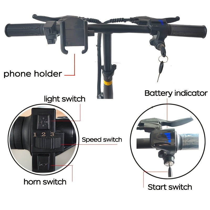 14 Inch Foldable Electric Bicycle, 330 Pound Load-bearing Capacity, Max Speed Of 19MPH, 48V Lithium Battery, Range Of Approximately 18-28 Miles, Portable - product image 8