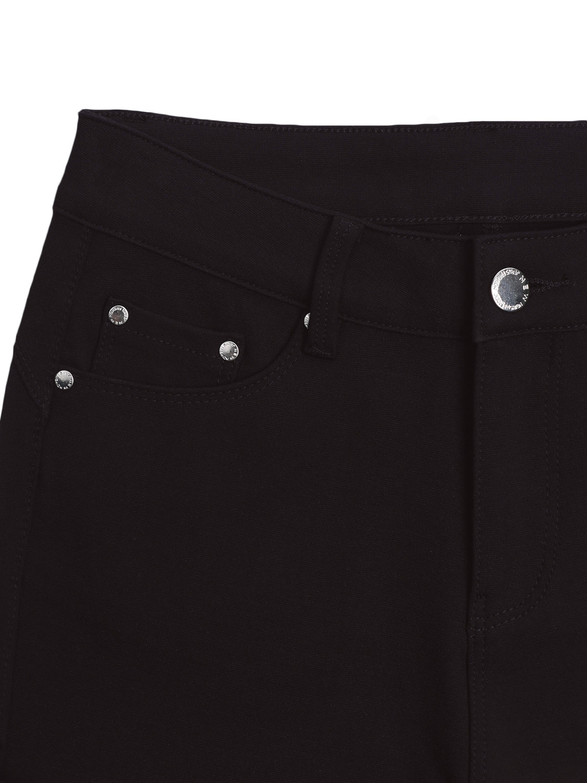 Women's Black High-Waisted Skinny Jeans - Stretchy Fabric, Button Accents, Multiple Pockets, Long Length, Casual Street Style, Allseason Pants, Casual - product image 29