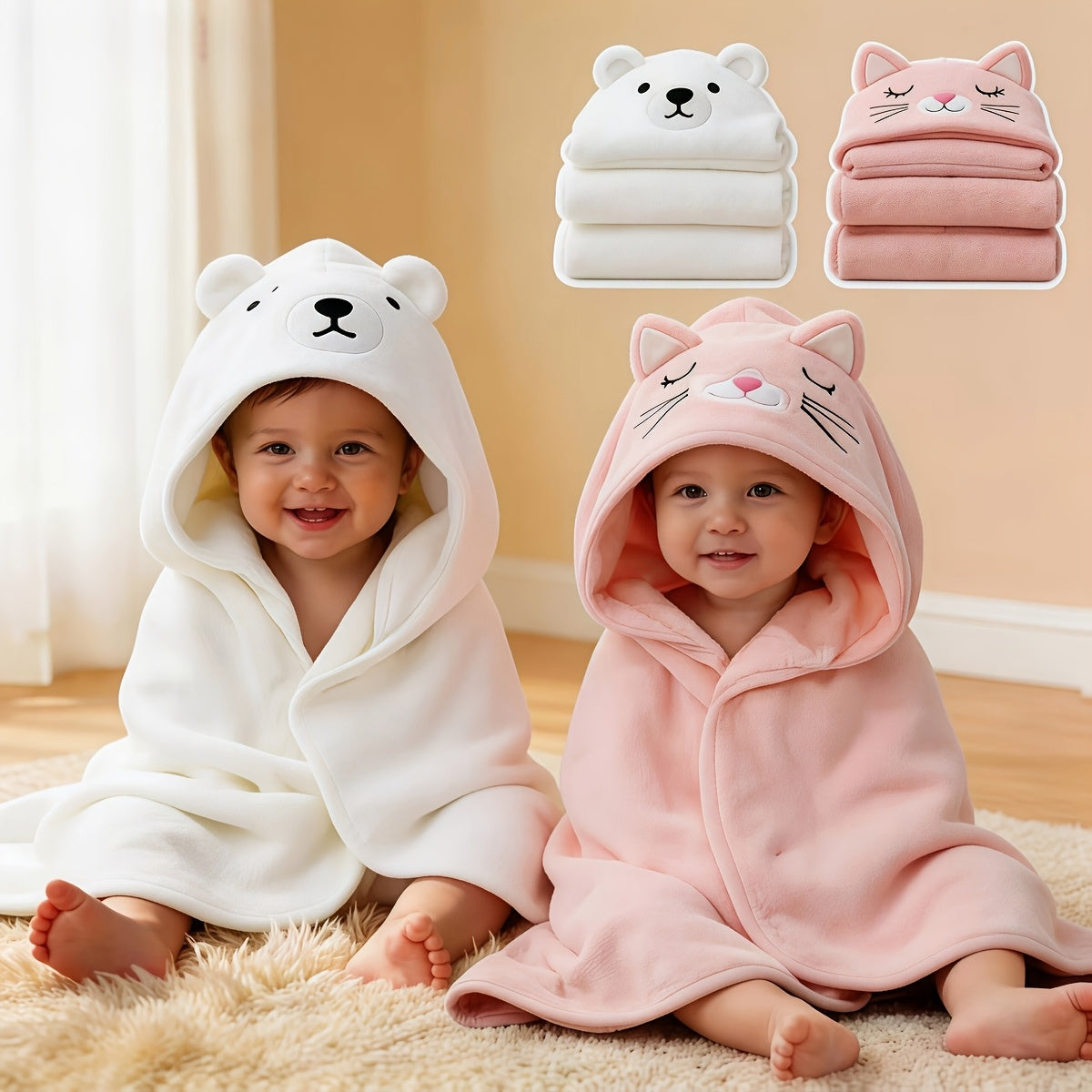 Large Jumbo Baby Towels & Swaddles Suitable for Newborns, Infants, Toddlers - Dual-Purpose Soft Absorbent Towels with Print, /Grey///, Hand Wash Care for Boys - product image 2