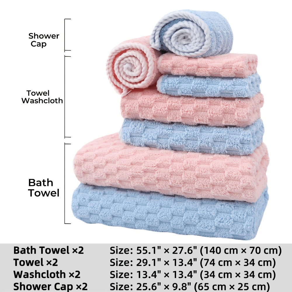 Waffle Weave Bath Towels Set 4 Pack or 8 Pack - Ultra Soft Super Absorbent Quick Dry Microfiber Moire Textured Towels | Spa Gym Travel Daily Use | Multi-Color Sets Gray Pink Blue B - product image 16