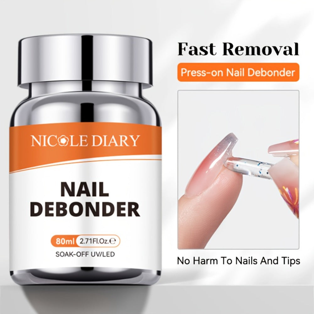 Press On Nail Debonder Remover 80ml — Fast 3-5 Second Soak-Off Liquid for False Tips, Rhinestone Glue Remover, No Damage Easy Dissolve, Professional Nail Care Tool for Women Home S - product image