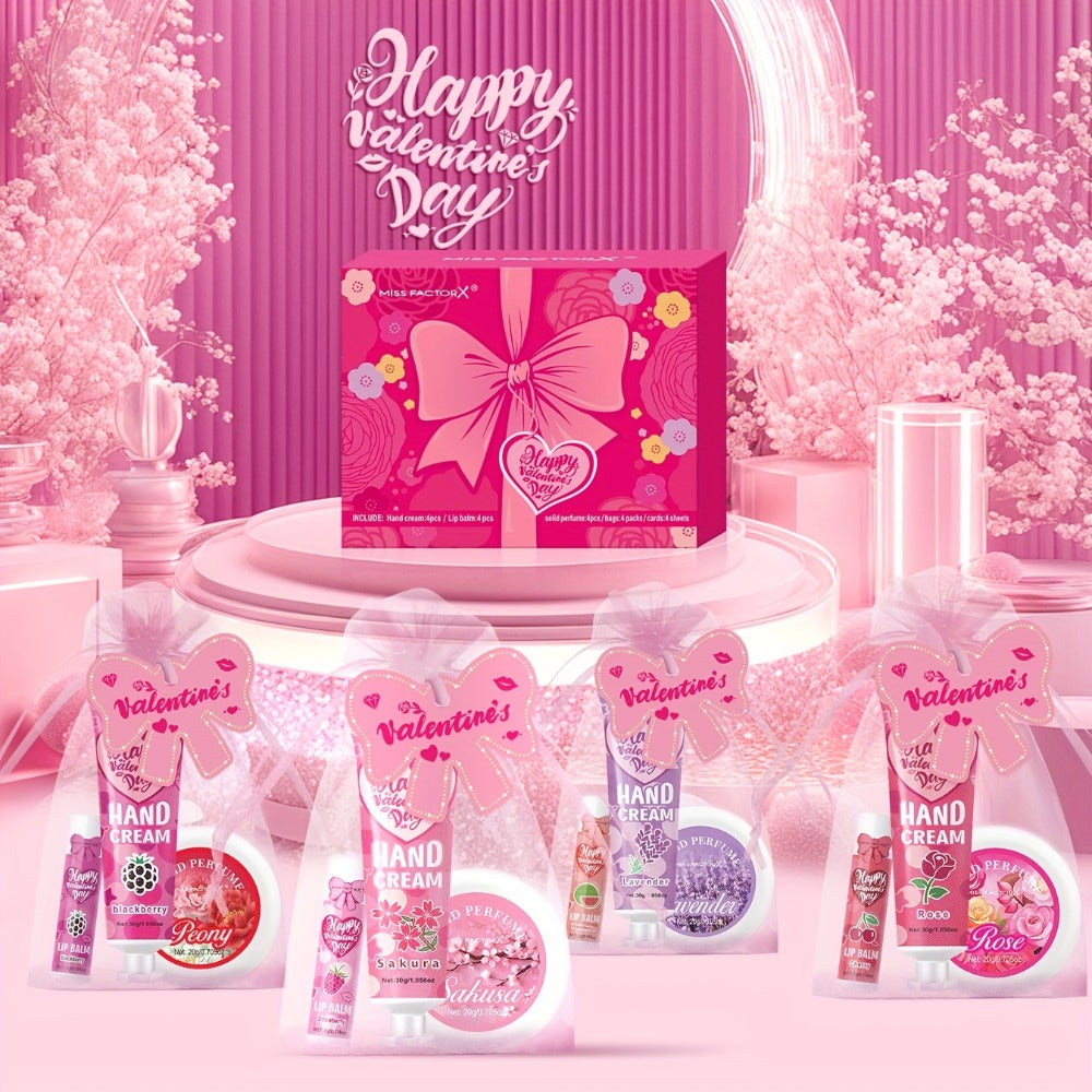 20pcs Beauty Gift Set Lip Balm Hand Cream Solid Perfume Pink Gift Bag Glossy Finish All Skin Types Holiday Party Mother's Day Wedding Bridesmaid Favors - product image