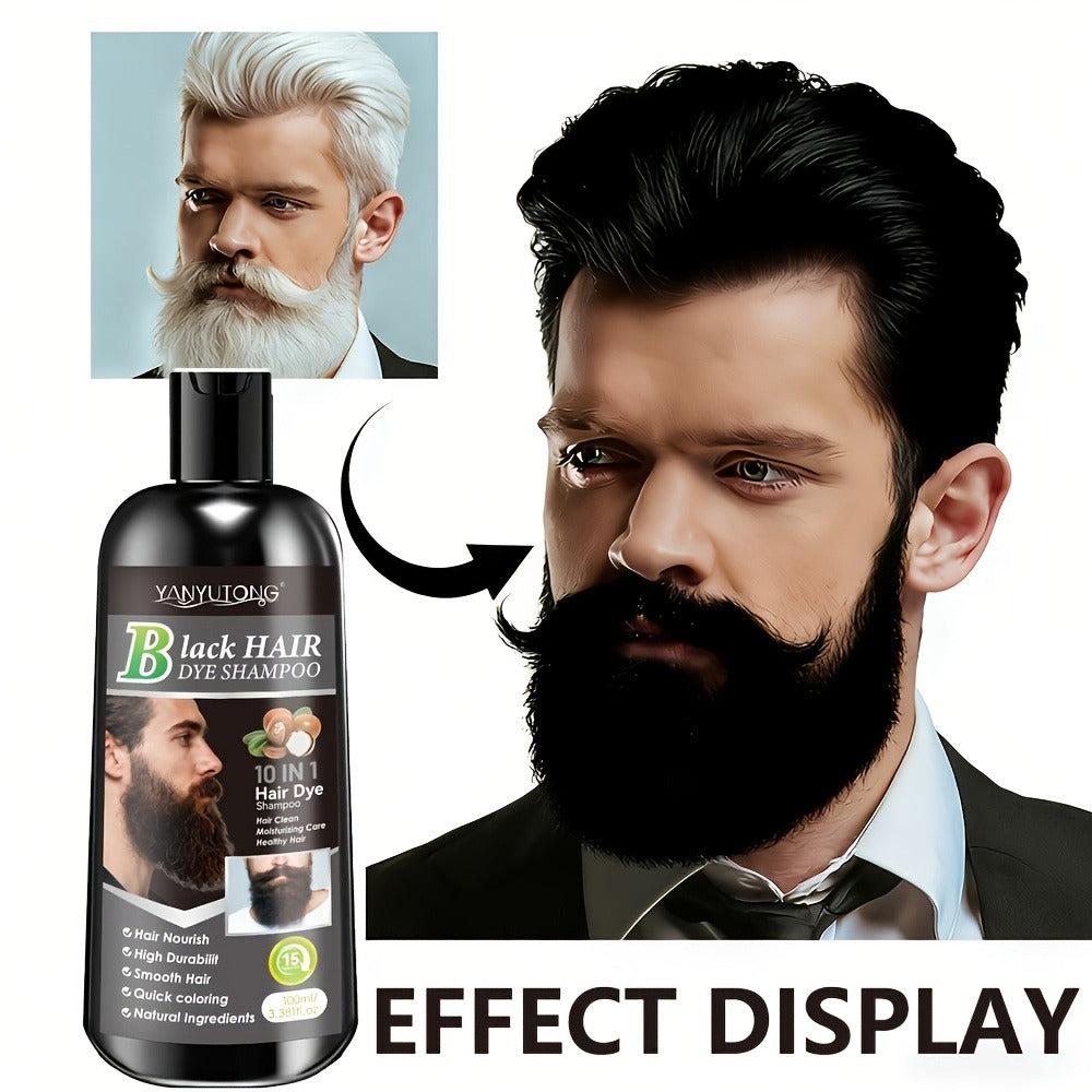 Color Shampoo for Beard & Hair — Natural Plant Dye Formula, Ammonia-Free Quick Gray Coverage, Gentle Scalp-Safe Conditioning Hair Color Shampoo | 3.38oz | Black, Dark Brown & Chest - product image 3