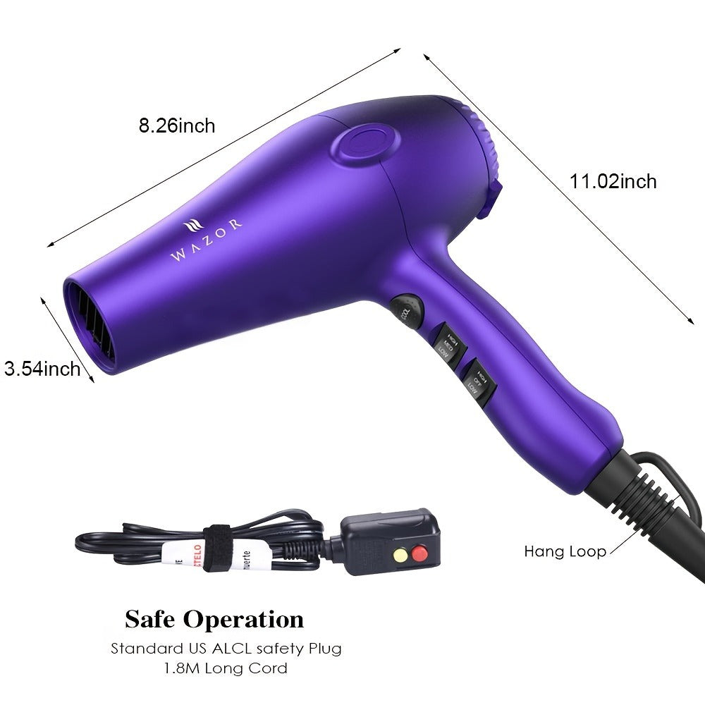 1875W Ionic Hair Dryer with Diffuser Concentrator Comb Nozzle - Professional Blow Dryer DC Motor 3 Heat 2 Speed Cool Shot Anti-Frizz Salon Quality for Women Black - product image 5