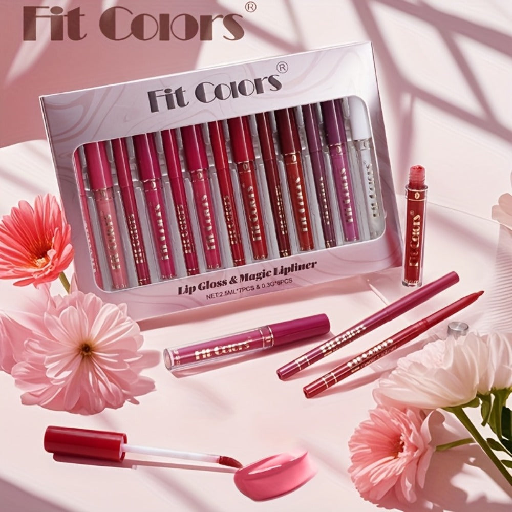 Lip Liner and Lip Gloss Kit 13 Piece Matte Non-Stick Waterproof Pigmented Long-Lasting Moisturizing Lip Glaze Combo Set for Defined Glossy Lips Women Girls - product image 8