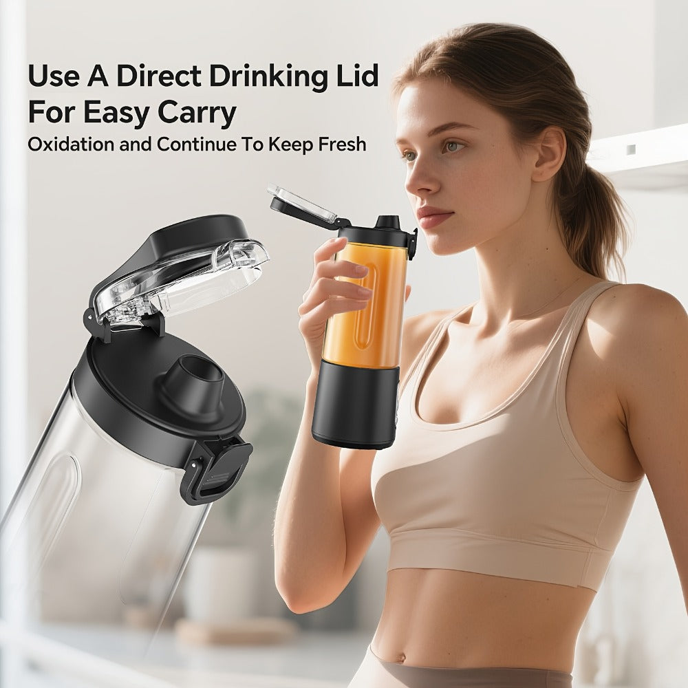 Portable Smoothie Blender USB-C Fast Charge 6-Blade Stainless Steel – Digital Timer Battery Display High-Speed Ice Crush No-Spill Lid | Protein Shake Gym Travel Blender in Black Pi - product image 12
