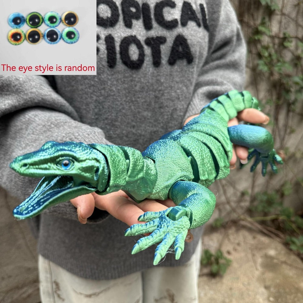 Giant Lizard Figurine 21 Inch 3D Printed | Realistic Reptile Animal Model Openable Mouth Hassle-free 3-Part Assembly 7 Color Styles, Desk Decor Unique Gift for Kids Adults Reptile Lovers