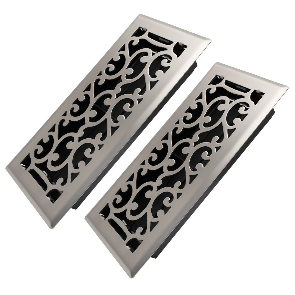 Floor Vent Register Cover 4x10 Inch Heavy Duty Walkable Steel Decorative Air Vent Grille Adjustable Airflow for Home HVAC 2-Pack Savannah Boston Design Multi Finish - product image 5