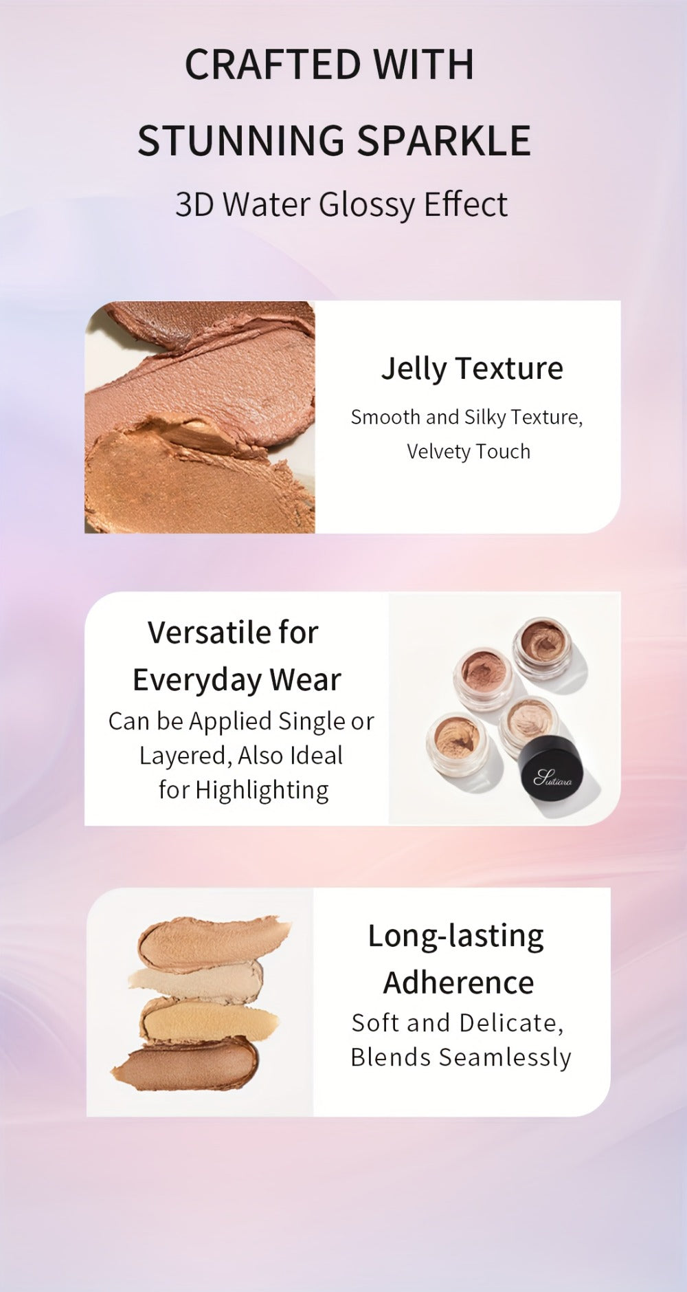 Shimmer Jelly Eyeshadow 2 Pack – Icy Cool Tone Frosty Glow Gel Eye Makeup, Long-Lasting Non-Creasing Blendable Formula, High Shine Luminous Finish for Holiday Party Glam - product image 10
