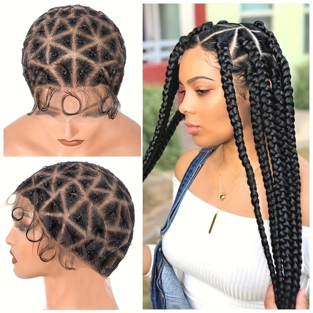 Braided Wig Cap Double Full Lace with Baby Hair Glueless Breathable Adjustable 22 Inch | 81-120 Sections Goddess Box Braid Faux Locs Passion Twist Crochet - product image
