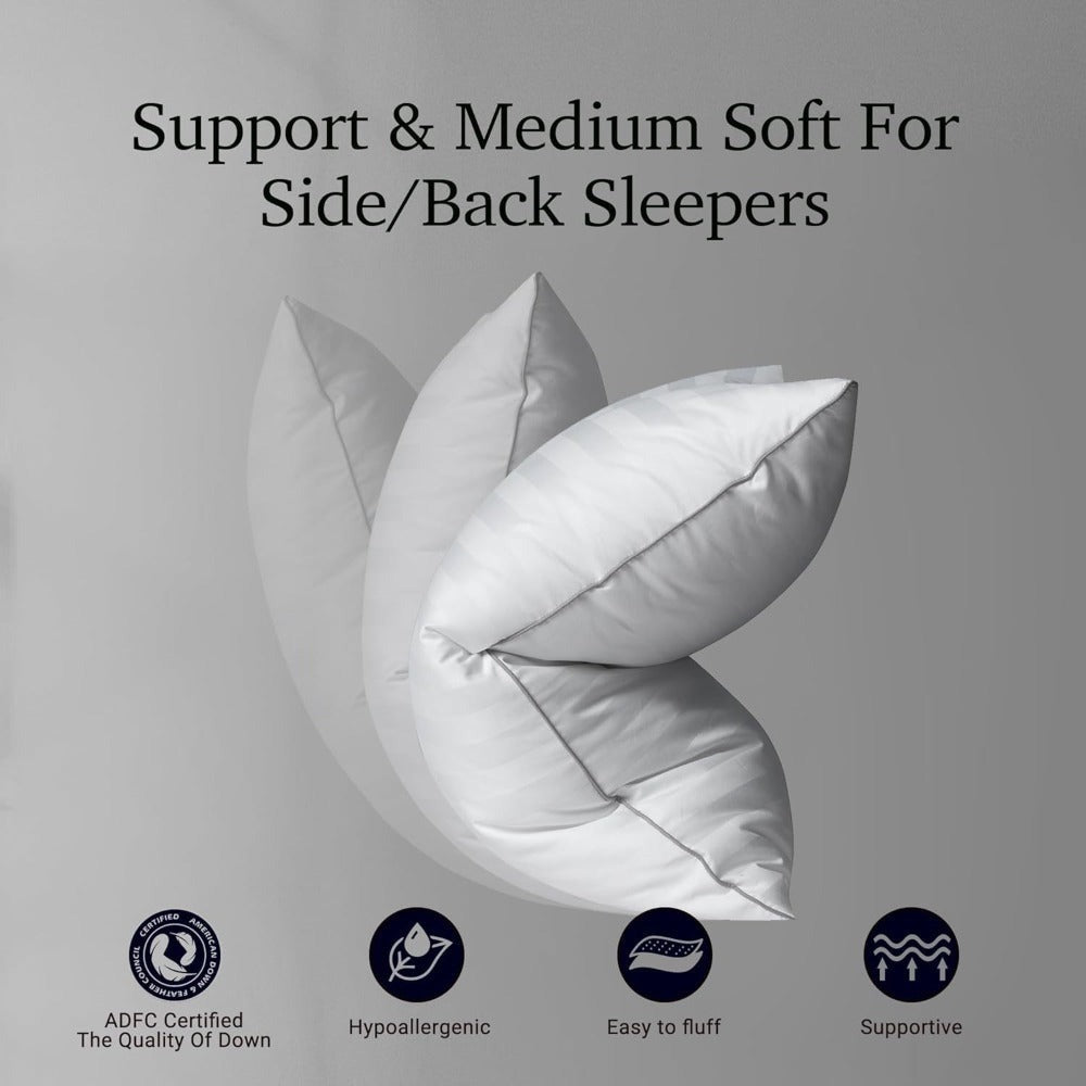 Hotel Collection Feather Down Bed Pillows Set of 2 – 500 Thread Count 100% Cotton, Soft Hypoallergenic Queen King Standard Size Back Side Sleeper Pillow 2 Pack - product image 3