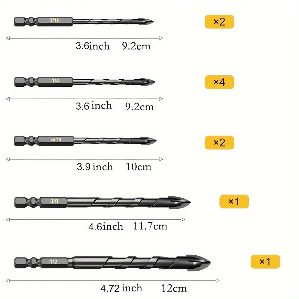 Masonry Drill Bits Set 10pcs – Tungsten Carbide Tip Drill Bits for Tile, Brick, Glass, Ceramic, Concrete, Plastic & Wood | Multi-Material Heavy-Duty Drill Bit Kit for Home Improvem - product image 7