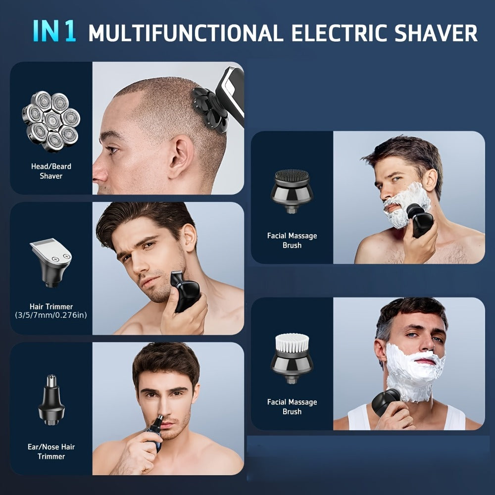9D Floating Head Electric Razor for Bald Men 5-in-1 Grooming Kit Beard Trimmer Nose Hair Trimmer Facial Cleanser Body Groomer USB Rechargeable Cordless Shaver for Home Travel - product image 2