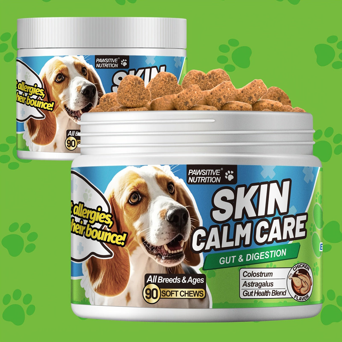 6 Billion CFU with Bovine Colostrum & Astragalus Root, Gut Health & Immune Support, Chicken Flavor, 90 Chews for All Dogs – Dog Probiotic Chews - product image
