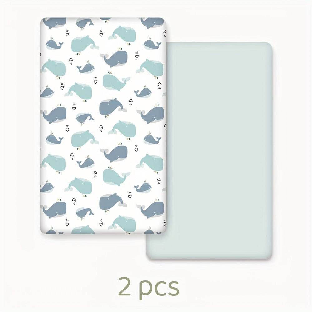 Fitted Sheet 2 Pack Super Soft Microfiber Mattress Cover Cute Animal Flower Pattern Pink Flower Whale Deer Home Travel Machine Washable Unisex Christmas Gift - product image 5