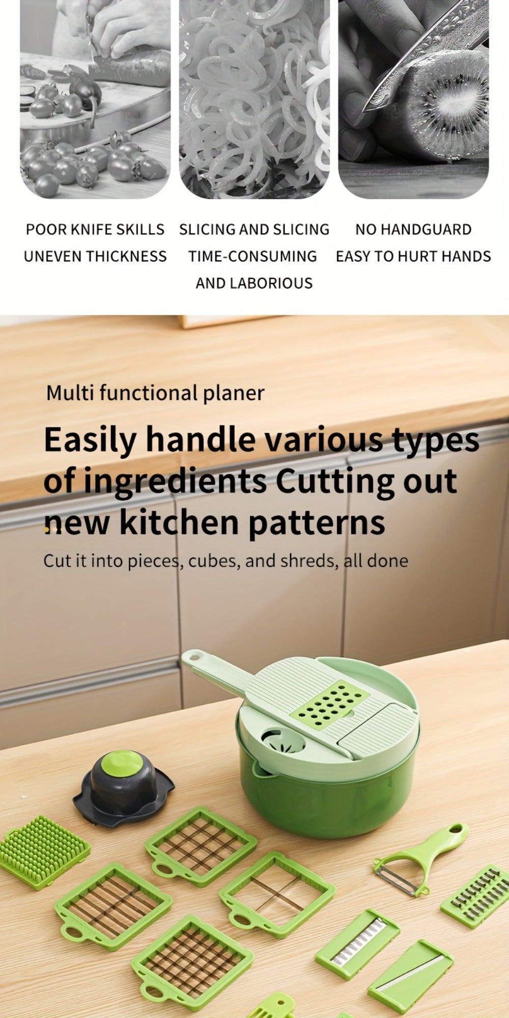 Vegetable Chopper 16-in-1 Manual Food Chopper Slicer Dicer Grater with Container – Professional Onion Potato Carrot Cutter Kitchen Tool - product image 14