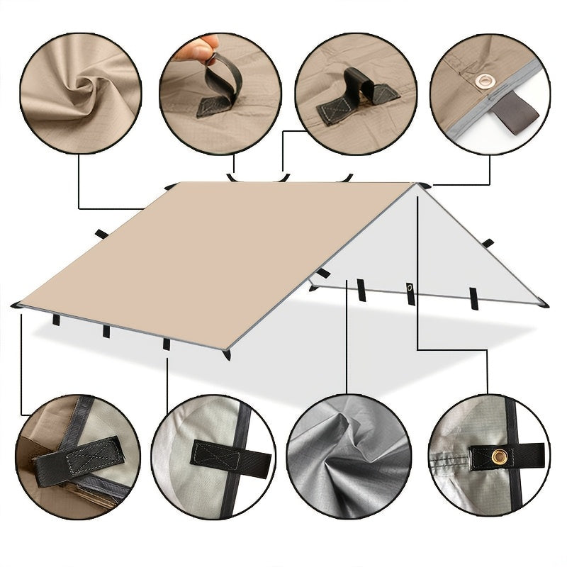 19 Hanging Points or 6 Tie-Down Points, 300x300cm & 300x400cm, Waterproof Shade Cloth for Hiking Mountaineering Camping Travel Outdoor Party | Camping Sunshade Tarp Multi-Function Sun Shelter Canopy