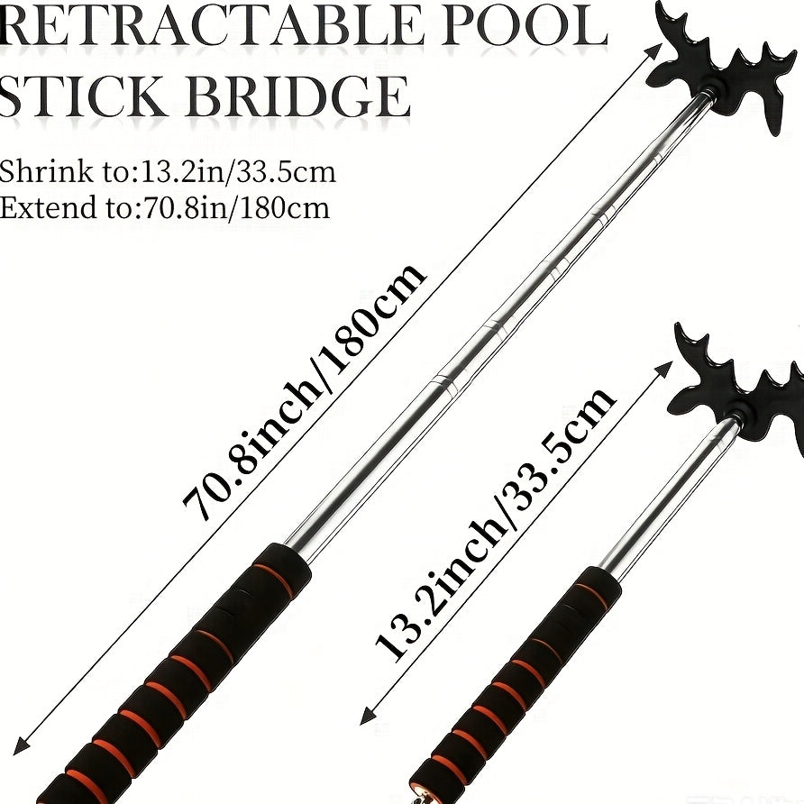 Pool Cue Bridge Head Stick Extender Retractable Billiard Cue Rest Telescopic Bridge Stick with Deer Head Plastic Bridge Head Stainless Steel Shaft for - product image 5