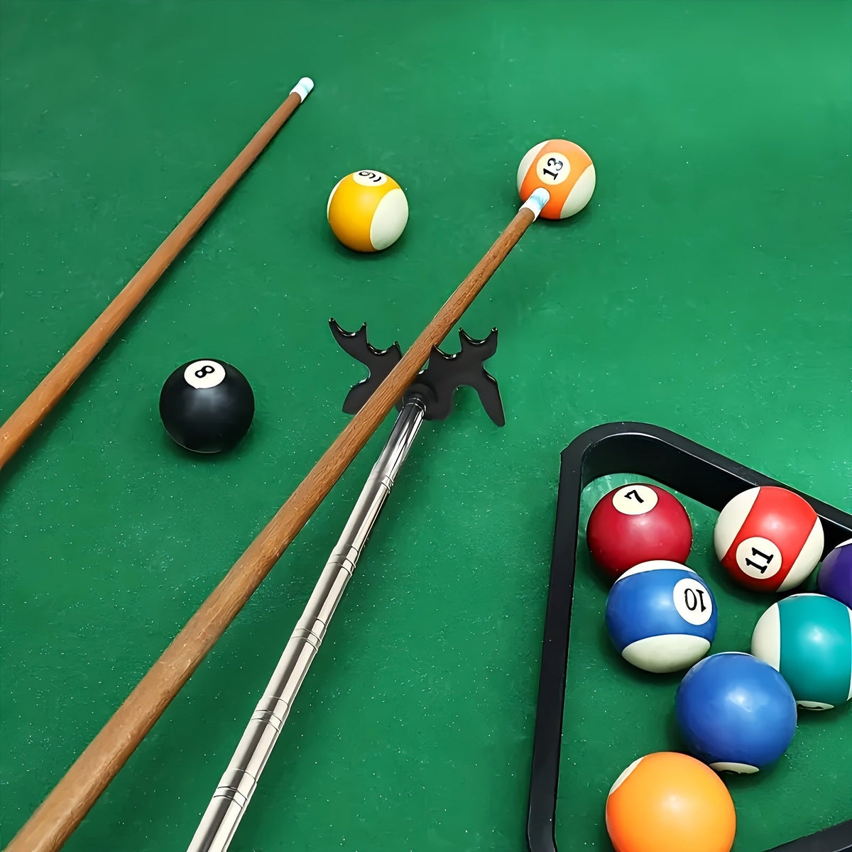 Pool Cue Bridge Head Stick Extender Retractable Billiard Cue Rest Telescopic Bridge Stick with Deer Head Plastic Bridge Head Stainless Steel Shaft for - product image 3