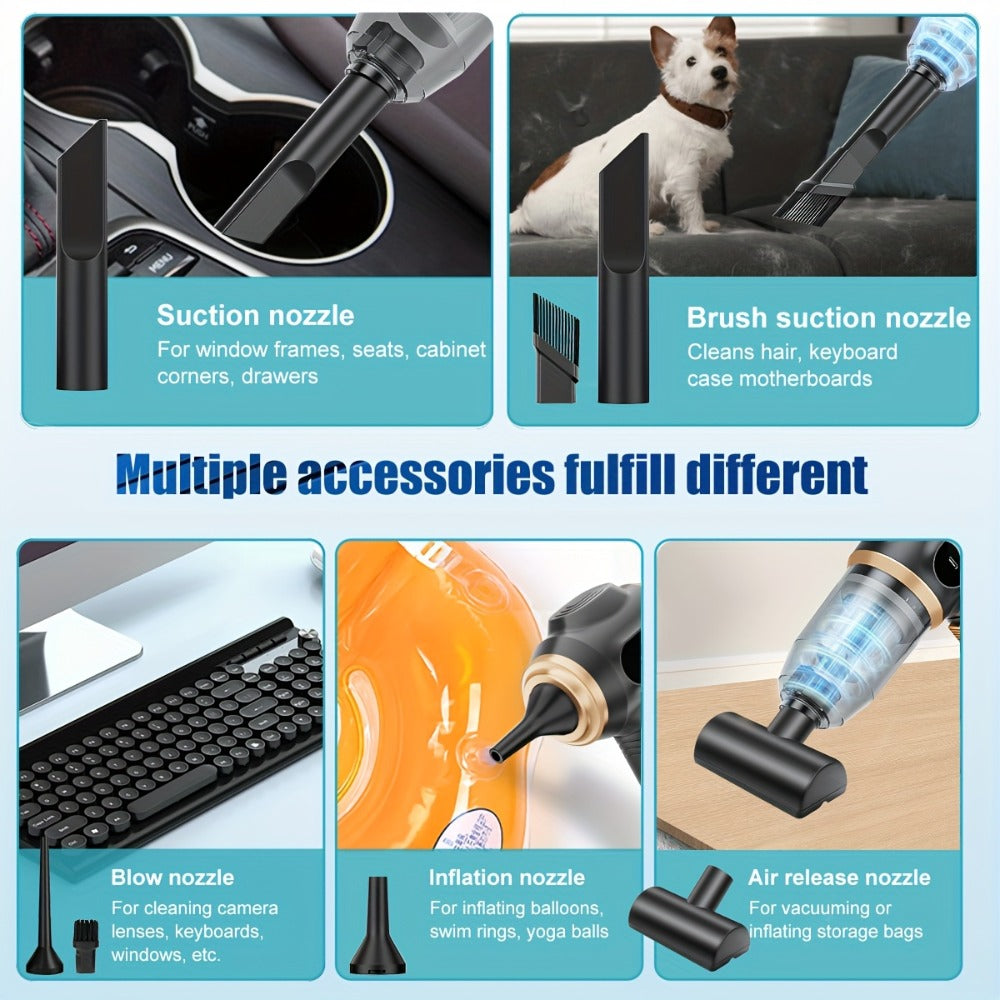 Cordless Handheld Vacuum Cleaner with LCD Display & Multi-Nozzles, 9000Pa Suction 50000RPM HEPA Filter, 2-in-1 Blow & Vacuum for Car Home Office Pet Hair Keyboard Sofa - product image 6