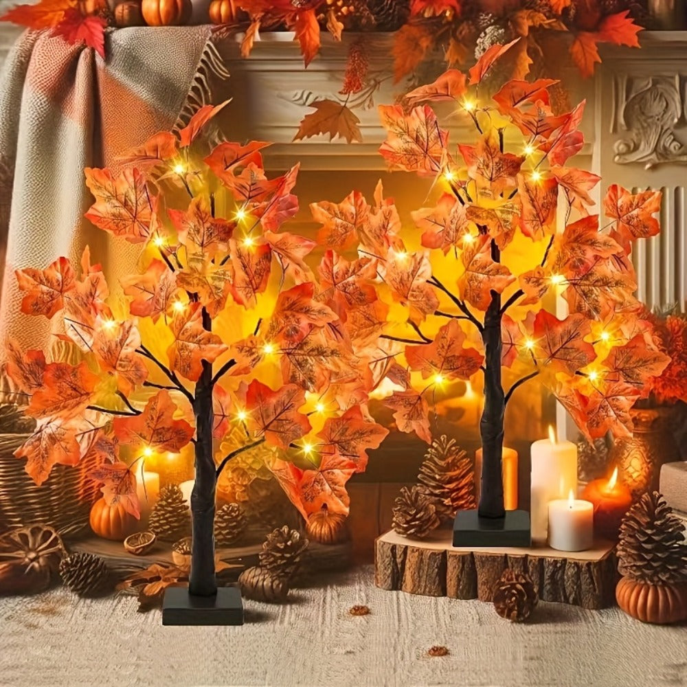 LED Maple Leaf Tree Table Lamp 2 Pack - 21 Inch Battery Powered Artificial Tree Light for Home Room Balcony Thanksgiving Christmas Fall Autumn Decor Indoor Festival Decoration - product image 11