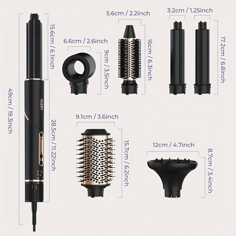 Hot Air Brush 6-in-1 Negative Ion Hair Dryer Brush & Styler 110000 RPM High-Speed Blow Dryer with Curling Iron Straightener Auto-Winding Curler Foldable Handle Storage Bag - product image 23
