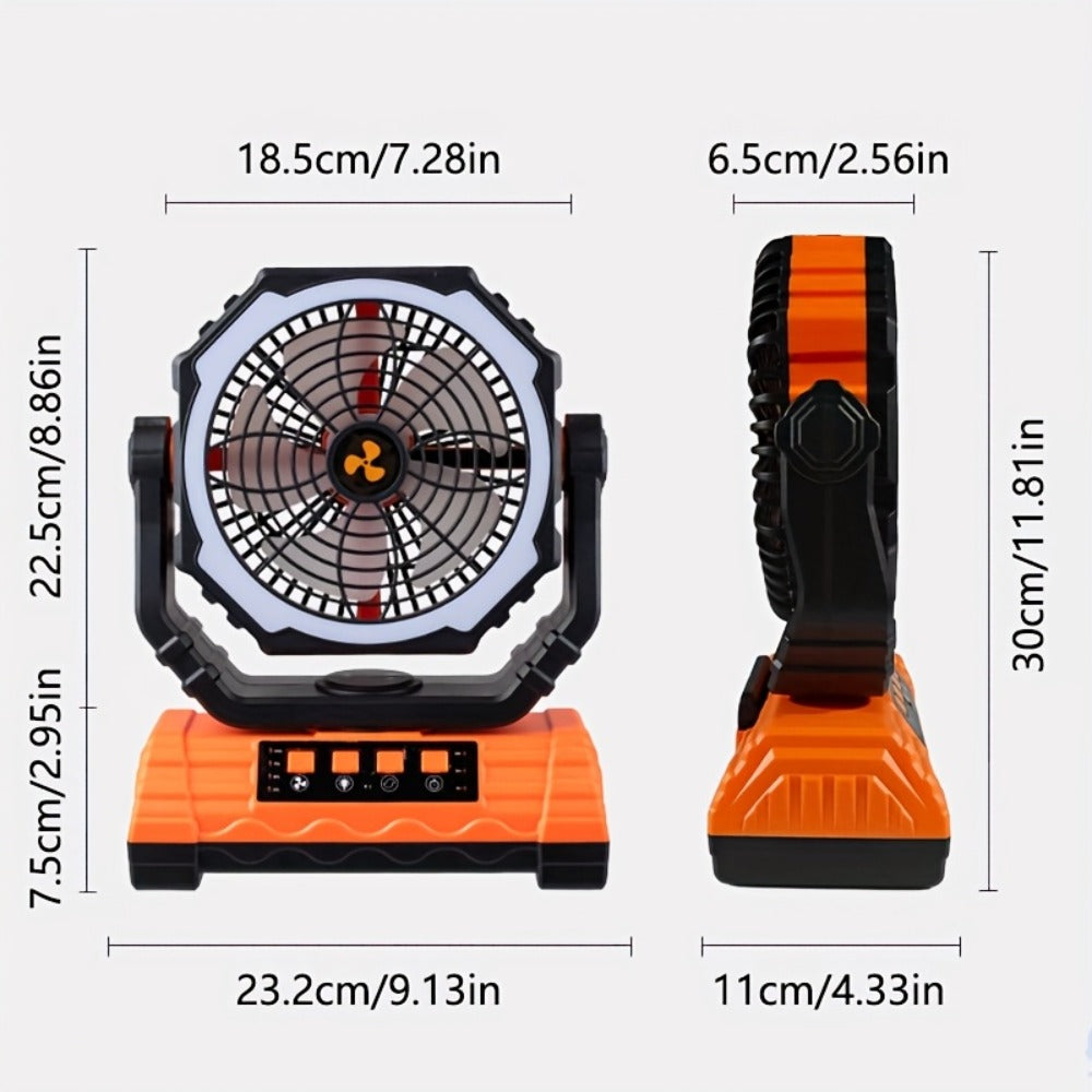 Camping Fan 20000mAh Battery Powered with 4 LED Lantern - Dual Motor 4-Speed Portable Outdoor Fan with Hook & Remote Control | Desktop Fan for Tent, Power Outage & Construction Sit - product image 4