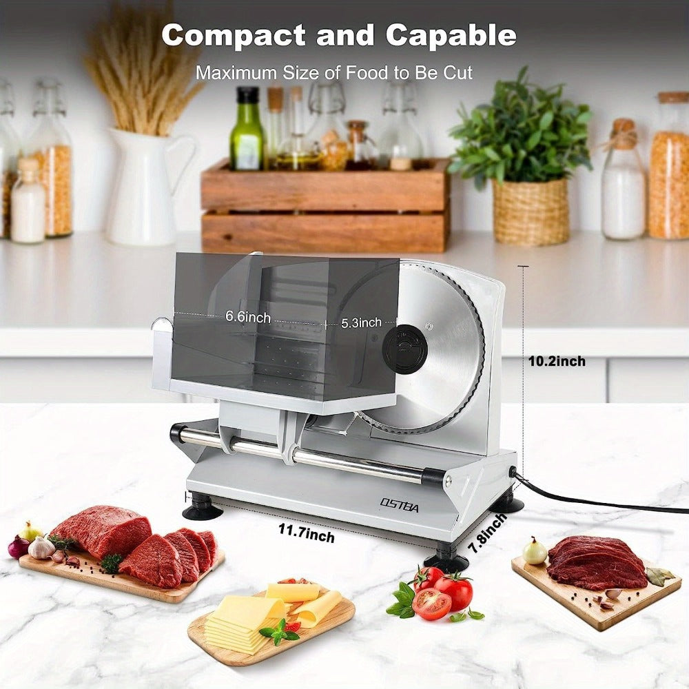Electric Deli Food Slicer with Removable Stainless Steel Blades – Adjustable Thickness Meat Slicer for Home, Easy to Clean, Slices Cold Cuts, Cheese, Bread & Fruit - product image 4