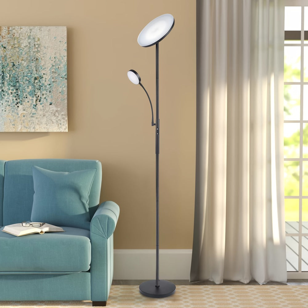 LED Floor Lamp with Reading Light – 27W 2300LM Dimmable Torchiere Standing Lamp, 4 Color Temperatures, Remote & Touch Control, Metal Base for Living Room Bedroom Home Office (Black - product image 8