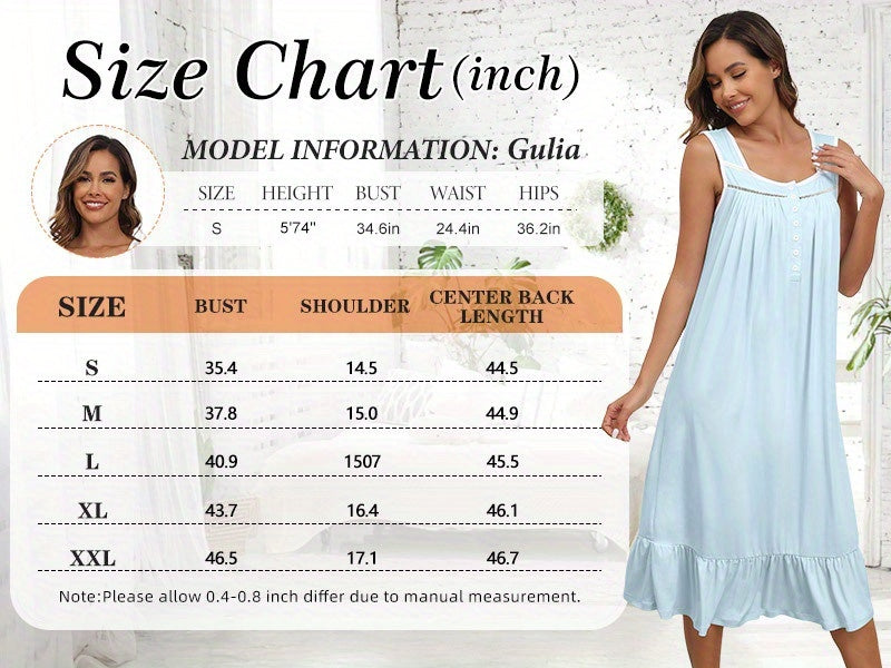 2pcs Nightgowns for Women - Long Flowy Victorian Sleeveless Sleepshirt, Elegant Printed Sleepwear Set (S-XXL)