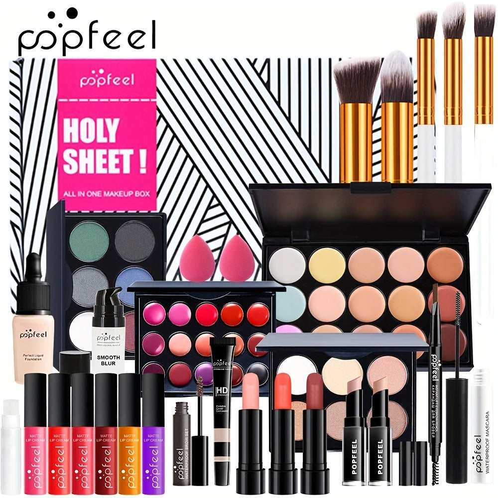 POPFEEL Makeup Kit Full Face Set — Multi-Shade Eyeshadow Palette, Professional Brushes & Pigmented Lip Color, All-in-One Beauty Bundle for Everyday Glam, Special Occasions & Giftin - product image 3