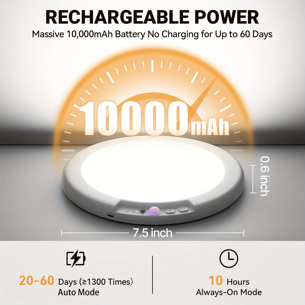 Rechargeable LED Ceiling Light with Motion Sensor – Remote Control Dimmable, 3 Color Temps 3000K/4500K/6500K, 10 Brightness Levels, Battery Operated Closet Light for Bathroom Hallw - product image 3