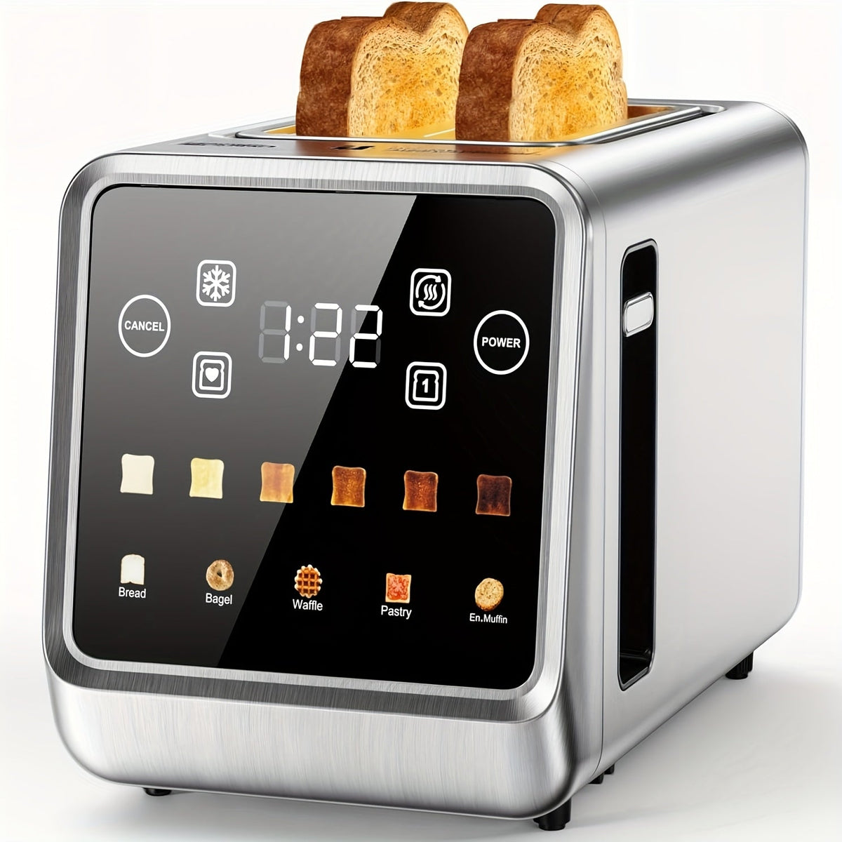 Smart Digital Toaster 2 Slice Touch Screen – Stainless Steel with Memory Function, 5 Bread Types, 6 Shade Settings, 1.5-Inch Wide Slot, 900W Fast Toasting for Home Kitchen - product image 17