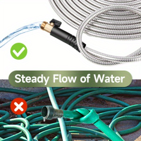 Stainless Steel Metal Garden Hose | Kink-Free, 10-Function Nozzle, Brass Fittings – 10FT to 150FT - product image 7
