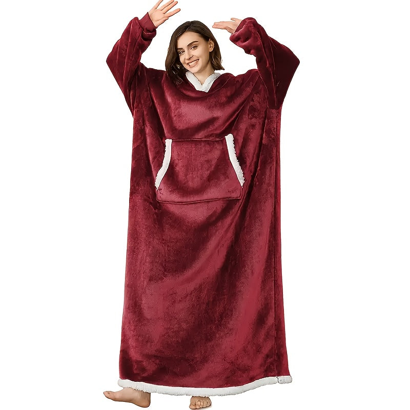 Wearable Blanket Hoodie - Oversized Extra-Long Ultra-Soft Acrylic Hooded Blanket for Adults, Warm Cozy TV Watching Winter Gift for Christmas Valentine's Day - product image 15