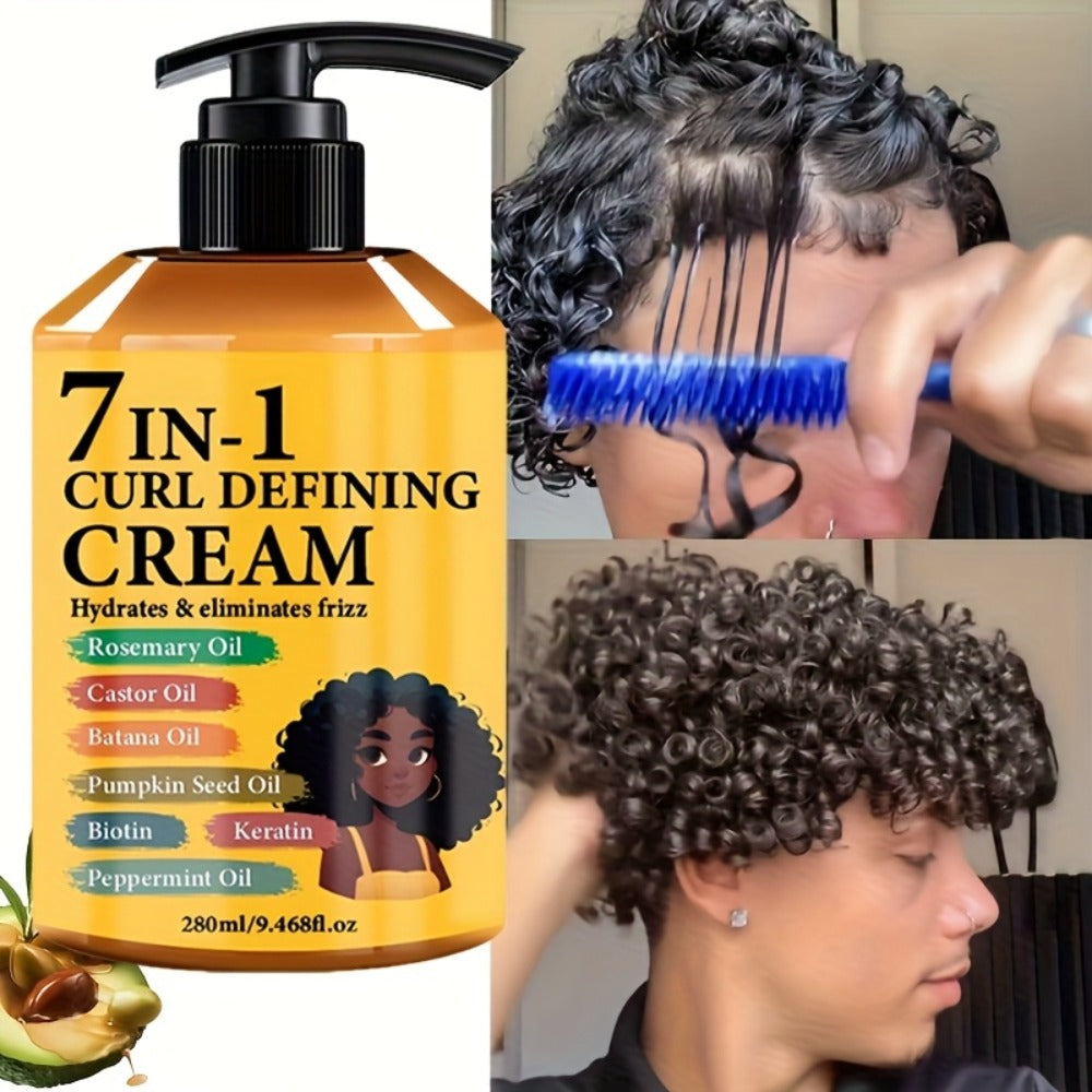 Curl Defining Cream 7-in-1 Frizz Control 2pcs Set 9.468fl oz — Long-Lasting Hold Moisturizing Non-Greasy Hair Styling Cream for Wavy Curly Normal Hair Bouncy Defined Curls Unisex A - product image 3