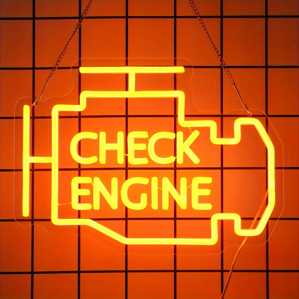 Check Engine Neon Sign – LED Dimmable USB Powered Neon Light for Garage Wall Decor, Car Repair Shop, Workshop, Man Cave, Game Room, Bedroom & Car Party Decorations (Yellow / Multi- - product image 8