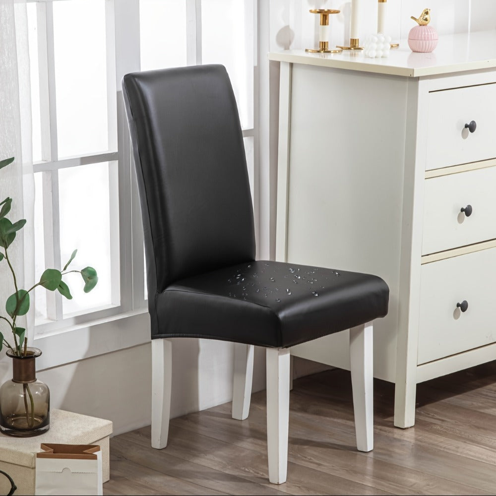 Dining Chair Covers Set of 4 6 Waterproof PU Leather Stretch Slipcover Oil Proof Universal Fit Chair Protector for Dining Room Kitchen Hotel Home Decor - 9 Colors - product image 9