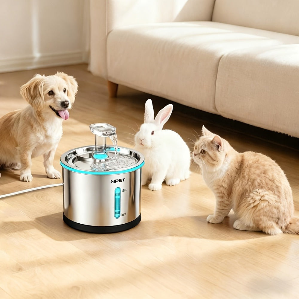 Cat Water Fountain Stainless Steel 50oz/1.5L | Ultra Quiet Auto Pet Water Dispenser with LED Light, Visible Window & Dishwasher Safe | Includes Replacement - product image 25