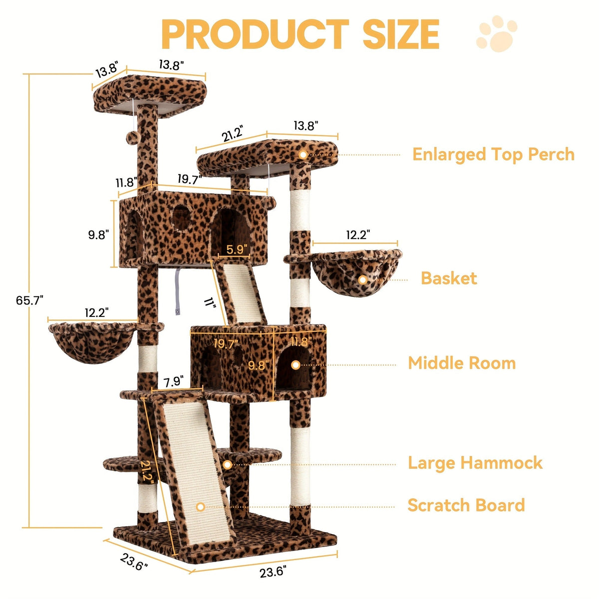 Cat Furniture with Sisal Scratching Posts, Plush Perches, Hammock, Basket & Corner Condo Cave, Hanging Toys & Climbing Ramp, Multiple Sizes & Colors | Cat Tree - product image 7