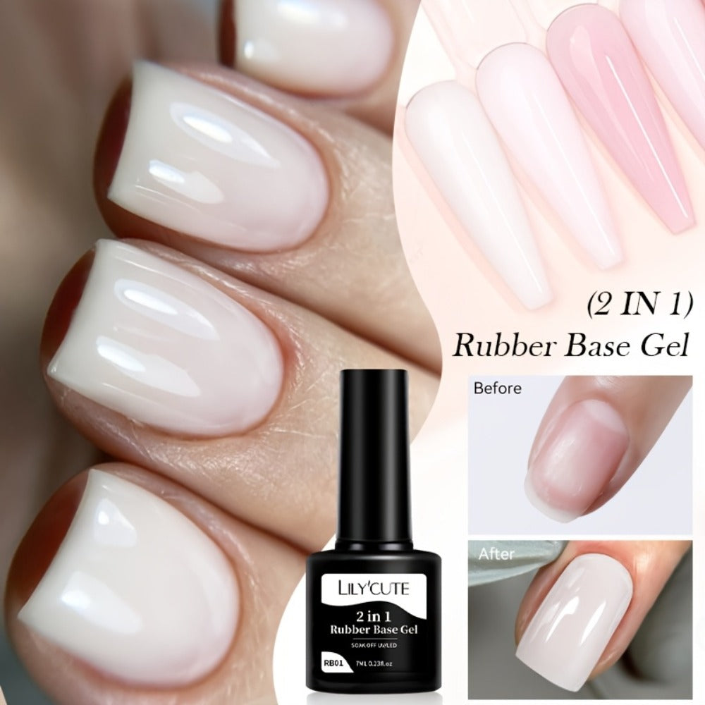 Rubber Base Gel Polish Set 6pcs Nude Pink 2-in-1 Builder Base Coat – Self-Leveling Soak Off UV LED Semi-Permanent Long-Lasting Gel Manicure Kit 0.24oz Each for DIY & Salon Nail Art - product image 4