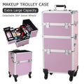 Lockable Aluminum Makeup Train Case with Extendable Trays Multi-Tier Professional Cosmetic Organizer — Portable Salon Travel Beauty Case with Lock Pink Rose Gold - product image 14