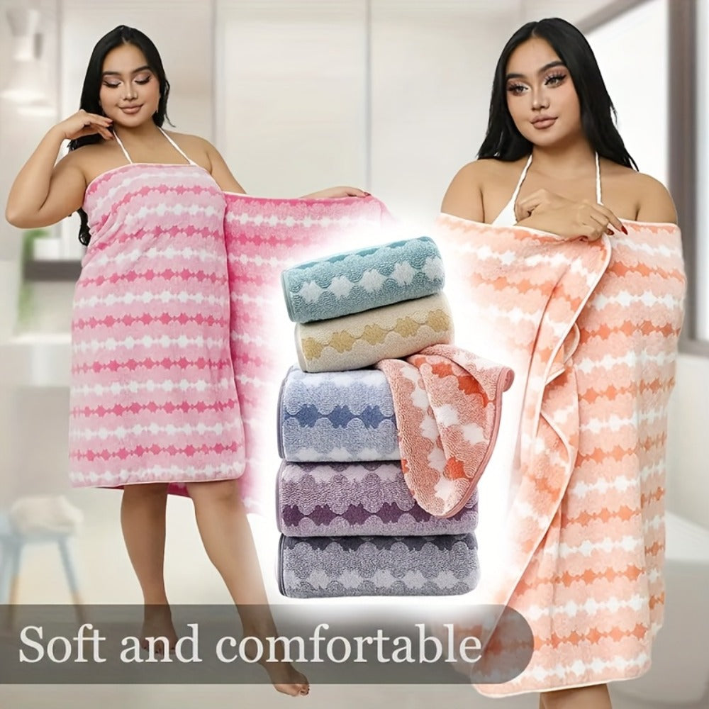Extra Large Bath Towel Set 4 Piece for Women - 300GSM Ultra Soft Quick Dry Absorbent Solid Color Hand Towels | Orange Green Blue Purple Pink | Spa Yoga Fitness Gym Bathroom Gift - product image 6
