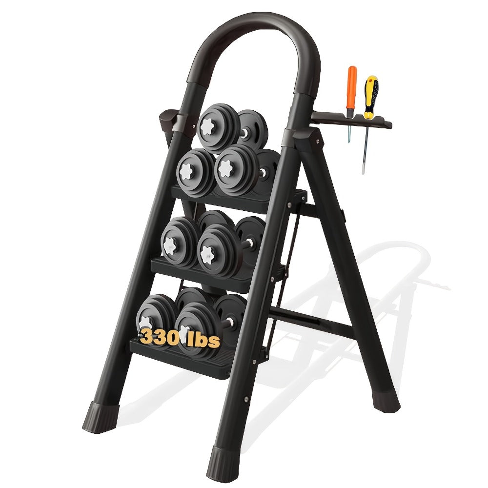 Folding Step Ladder with Anti-Slip Pedals & Handrail – 2/3/4/5 Step Stool for Adults, Sturdy Steel, Lightweight Portable, Non-Slip Feet, Rust-Resistant, Foldable for Home Kitchen O - product image 7