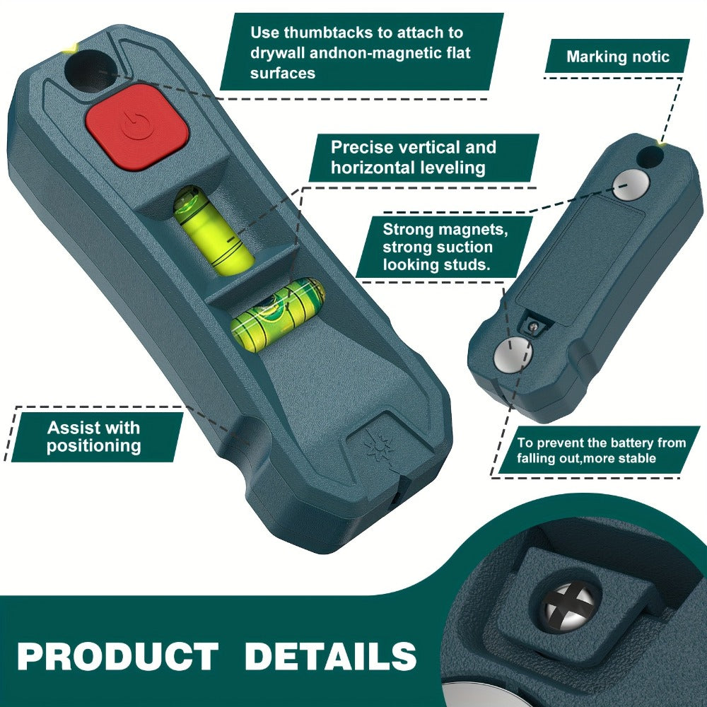 Magnetic Stud Finder with Laser Level – High Brightness Laser Marker, Horizontal & Vertical Bubble Level, Wall Detector for Drywall & Wood, Nail Locator for Hanging Pictures & Home - product image 6